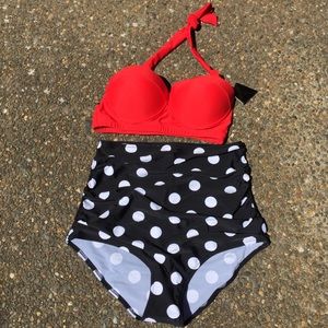 NWT Retro High Waisted Polka Dot Bikini